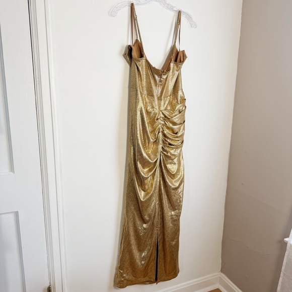 JLUXLABEL Bodycon Metallic Gold Maxi Dress, Fully Lined - Picture 8 of 16